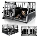 Produktbild: Alu Hundetransportbox – Auto Hundebox Robust & Pflegeleicht, Gittertür Verschließbar, Aluminium Transportbox Für Hunde - Größe L-x - 65×91×69 Cm - Juskys