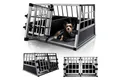 Produktbild: Juskys Tierreisebox Größe L-X in Schwarz-Silber, 89 x 51 x 70 cm, für mittelgroße Hunde, Hundetransportbox mit Gittertür für Kofferraum & Rücksitz im Auto