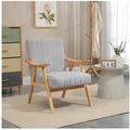 Produktbild: HOMCOM Relaxsessel Polsterstuhl mit Armlehnen in Samtoptik (Loungesessel, 1-St., Ohrensessel), Hellgrau 68 x 74 x 82 cm grau