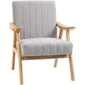 Produktbild: Homcom - Sessel Wohnzimmer Loungesessel Armlehnstuhl Relaxsessel Mit Gummiholzbeine, Polstersessel Mit Samtoptik, Lesesessel Für Schlafzimmer Arbeitszimmer Hellgrau