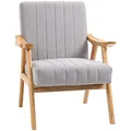 Produktbild: HOMCOM Sessel Wohnzimmer Loungesessel Armlehnstuhl Relaxsessel mit Gummiholzbeine, Polstersessel mit Samtoptik, Lesesessel für Schlafzimmer Arbeitszimmer Hellgrau