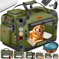 Produktbild: Lovpet® Hundebox Hundetransportbox Faltbar Inkl.hundenapf Transporttasche Hundetasche Transportbox Für Haustiere   Hunde Und Katzen Haustiertransportbox   Xl / Khaki