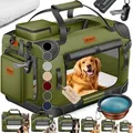 Produktbild: LOVPET® Hundebox Hundetransportbox faltbar Inkl.Hundenapf Transporttasche Hundetasche Transportbox für Haustiere, Hunde und Katzen Haustiertransp... - Grün