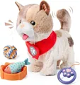 Produktbild: TUMAMA KIDS Elektronische Haustiere, Katze Spielzeug Kinder, Roboter Kuscheltier Plüschtiere Katze, Spazierengehen, Singen, Zunge lecken, Leine fernsteuern, Spielzeug ab 3 jahr, Geschenk Mädchen Junge