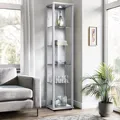 Produktbild: K-Möbel Glasvitrine in Silber (176x37x33 cm); Regal Schrank ESG Sammlervitrine