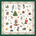 Produktbild: 20 Servietten Ornaments all over green Kleine Weihnachtssymbole grün 33x33cm