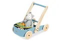 Produktbild: PINOLINO Lauflernwagen Fiete, Kinder Laufhilfe mit Bremssystem, gummierte Holzräder, Massivholz: Buche blau lackiert