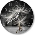 Produktbild: DEQORI Glasuhr Ø30 cm Zahlen 'Samen der Pusteblume' Wanduhr Glas Uhr Design leise
