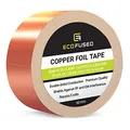 Produktbild: Eco-Fused Premium selbstklebendes Kupferfolienband - Doppelseitig leitfähig - 2 Zoll (50 mm) - EMI- und HF-Abschirmung, Papierschaltungen, elektrische Reparaturen, Erdung, Home Interior