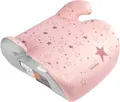 Produktbild: Tataway mit rosafarbener Sterngrafik für Kindersitze mit Rückenlehne i-Size ECE R129. Autolift für Kinder von 6-12 Jahren, 125-150 cm, 22-36 kg