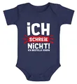 Produktbild: MoonWorks® Baby Body mit Spruch Ich schreie nicht ich bestelle Essen lustige Spüche Bio-Baumwolle Jungen & Mädchen navy 6-12 Monate