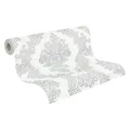 Produktbild: A.S. Création Pure Elegance Vliestapete mit Ornamenten 0,53 x 10,05 m – Weiß, Grau - Barocktapete Made in Germany - 397655