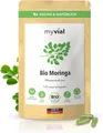 Produktbild: myvial Bio Moringa Kapseln - 400 mg - fein gemahlenes Pulver - hochdosierte Kapseln, vegane Kapseln, Blattpulver aus Moringa Oleifera à 120 St., plastikfrei verpackt, 60 Tage Vorrat, höchste Qualität