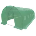 Produktbild: HATTORO Anzucht Gewächshaus, Foliengewächshaus Winterfest, Gewächshaus Folie, PE-Gewebe 170g/m², 12 Fenster, Rolltür, 6x3x2m, Strapazierfähiges Stahlgerüst, UV-Beständig, Wasserfest