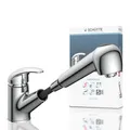 Produktbild: SCHÜTTE 33379 ABERDEEN Niederdruck-Küchenarmatur mit ausziehbarer Geschirrbrause, Wasserhahn für die Küche mit Anti-Nachlauf-Funktion, Mischbatterie mit Einhebelmischer, Spültischarmatur, Chrom