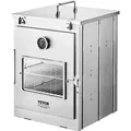 Produktbild: VEVOR faltbarer Campingofen tragbare Campingherde aus Edelstahl, mit 3-stufigem Grill, Griff und Thermometer, Verwendung mit Holzfeuer, Propangasöfen zum Backen von Brot Pizza Kochen im Freien