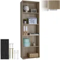 Produktbild: tectake® Bücherregal mit 5 Ebenen, vertikales Bücherregal, platzsparend, Büro- und Heimdekoration, Wandregal, robustes MDF-Design, leicht zu reinigen – Eiche