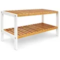 Produktbild: Relaxdays Schuhregal, Bambus, HBT: 33 x 70 x 24,5 cm, 2 Schuhablagen, Schuhschrank für 6 Paar Schuhe, natur-weiß