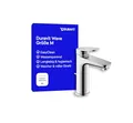 Produktbild: Duravit Wave Waschtischarmatur, Größe M (Auslauf Höhe 111 mm), wassersparende Waschbecken Armatur (MinusFlow), Wasserhahn Bad mit Zugstangen-Ablaufgarnitur, Chrom