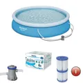 Produktbild: Familien Swimming Pool rund Planschbecken Schwimmbecken Quick-Up 305cm +  Pumpe