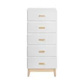 Produktbild: Rebecca Mobili Kommode für Kinderzimmer, Kommode für Kinder, Weiß Braun, Kiefern MDF, mit 5 Schubladen, mit Anti-Kipp-System - Maße HxBxT: 115 x 50 x 40 cm - Art. RE6980