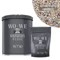 Produktbild: WO-WE Bodenfliese Steinteppich Set Marmorkies Bodenbeschichtung W730 2qm, Korngröße 1-4mm, Bunt - Arabescato Orobico, Set, 25KG Marmorkies + 1,5KG 2k Bindemittel