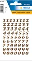 Produktbild: HERMA 4193 Zahlen Aufkleber gold 0-9, 64 Stück, Schriftgröße 8 mm, selbstklebend, klein, Nummer Ziffer Klebezahlen Sticker Hausnummern aus Glitzer-Folie zum Aufkleben