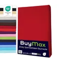 Produktbild: Buymax® Spannbettlaken 200x200cm Baumwolle 100% Spannbetttuch Bettlaken Jersey, Matratzenhöhe bis 25 cm, Farbe Rot