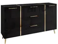 Produktbild: yourhouse24 Kommode ONYX goldenen Beinen Sideboard Hochglanz Push-Open / Goldgriffe 158 cm