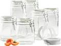 Produktbild: MÄSER Einmachglas Gothika, Einkochglas Set, Glas, (Set, 7-tlg., je 2 Gläser mit Füllmenge 75 cl, 1,05 l, 1,45 l + 1x Einkochring-Set), Glas mit Deckel