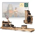 Produktbild: SportPlus Rudergerät für Zuhause Wasser - Wasserrudergerät Designed in Germany FSC®-Zertifiziert - Rudergerät Wasser klappbar Robustes Eichenholz - Premium Rudermaschine Holz bis 180 kg & 200 cm