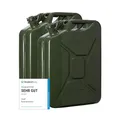 Produktbild: Oxid7 2x Kraftstoffkanister 20 Liter aus Metall olivgrün | Benzin, Diesel & Bio-Ethanol geeignet | 20L Benzin-Kanister mit UN-Zulassung & Bauart geprüft