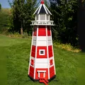 Produktbild: Riesiger XXL Leuchtturm mit Solar-Beleuchtung 1,40 m rot/weiss LED Gartendeko