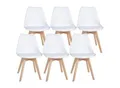 Produktbild: CLP 6er Set Esszimmerstuhl Ramsey I Kunststoff-Sitzschale Mit Kunstlederbezug I Lehnstuhl Mit Buchenholz-Gestell