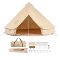 Produktbild: VEVOR Glockenzelt 6 x 3,5 m Jurten Zelt TC-Baumwolle und robusten Eisenstangen mit einer PVC-Bodenplane Campingzelt 10 Personen Familienzelt 12 Fen...