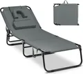 Produktbild: COSTWAY Gartenliege klappbar, Sonnenliege mit Gesichtsöffnung, 3 Kissen & verstellbarer Rückenlehne, Strandliege Liegestuhl bis 160kg 194x63x37cm Grau