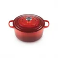 Produktbild: Le Creuset Signature Serie Runder Bräter aus Gusseisen mit Deckel - 24cm - 4.2L - Geeignet für alle Herdarten - Kirschrot
