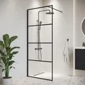 Produktbild: Duschwand Essos 60 x 200cm Glas Duschabtrennung Schwarz - Walk-In Dusche Nano Duschtrennwand