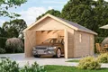 Produktbild: Blockbohlengarage Satteldach Holzgarage Überdachung Unterstand 38mm mit Tor naturbelassen 387x537x309 cm