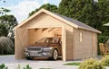 Produktbild: Blockbohlengarage Holzgarage Fertiggarage 38mm Satteldach Karibu 387x537 cm