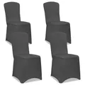 Produktbild: DETEX® Stuhlhussen 4er Set Grau Stuhlbezug Stretch Waschbar Hussen für Stühle Weihnachten Bezug Überzug Esszimmer Hochlehner