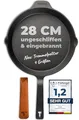 Produktbild: TECOR Gusseisenpfanne Induktion 28 cm ungeschliffen, universell, natürlich - Langlebige Pfanne Gusseisen Induktion - Antihaft Gusspfanne Induktion 28 cm einfach top Qualität - Cast iron pan induction