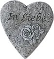 Produktbild: Bambelaa! Grabschmuck Grabdeko Herz Inschrift „In Liebe“ Steinharz Friedhof