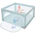 Produktbild: Costway - 120 x 120cm Baby Laufstall mit 50 Spielbaellen, Laufgitter mit atmungsaktivem Netz und Reissverschluss, Krabbelgitter mit Tür,