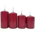 Produktbild: 4er-Set Adventskerzen bordeaux Stumpenkerzen Weihnachtskerze Stufenkerzen Stumpen Kerze