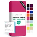Produktbild: Jacobson Jersey Spannbettlaken Spannbetttuch Baumwolle Bettlaken (Topper 180-200x200 cm, Pink)
