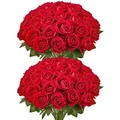 Produktbild: VEVOR Künstliche Blumen Rosen, 60 Stück Kunstblumen, Rote Gefälschte Rose mit Stielen, Schaumrosen für DIY Hochzeit Blumensträuße Braut Valentinstag Muttertag Zuhause Dekoration