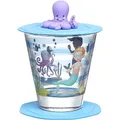 Produktbild: LEONARDO HOME Bambini Avventura Kinderglas mit Deckel und Untersetzer - Trinkglas mit Motiv aus hochwertigem Glas - Größe S, Inhalt 215 ml - 3-teiliges Trinkset mit Motiv Meer, 023676