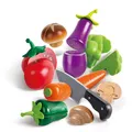 Produktbild: Hape Gartengemüse – Gemüse Spielset, 9-teiliges Set mit Klett, inkl. Paprika, Tomate & Messer, Küchen-Rollenspiel, Schneideset aus Holz, für Kinder ab 3 Jahren
