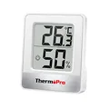Produktbild: ThermoPro TP49 digitales Mini Thermo-Hygrometer Thermometer Hygrometer innen Temperatur und Luftfeuchtigkeitmessgerät mit Smiley-Indikator für Gewächshaus, Wohnzimmer, weiß